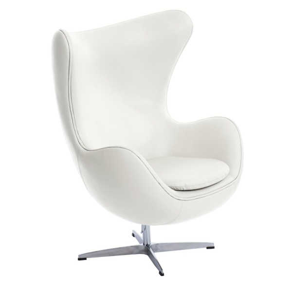 Fotel Jajo biała skóra 01 Premium - D2 DESIGN