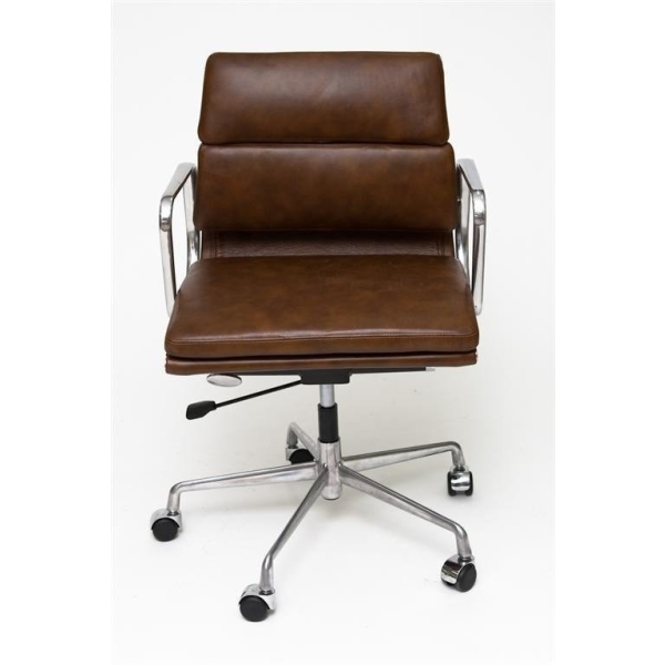 Fotel biurowy CH2171 brązowa skóra chrom - D2 DESIGN