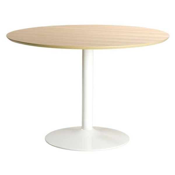 Stół okrągły Ibiza Actona MDF metal biało-naturalny 110 cm nierozkładany