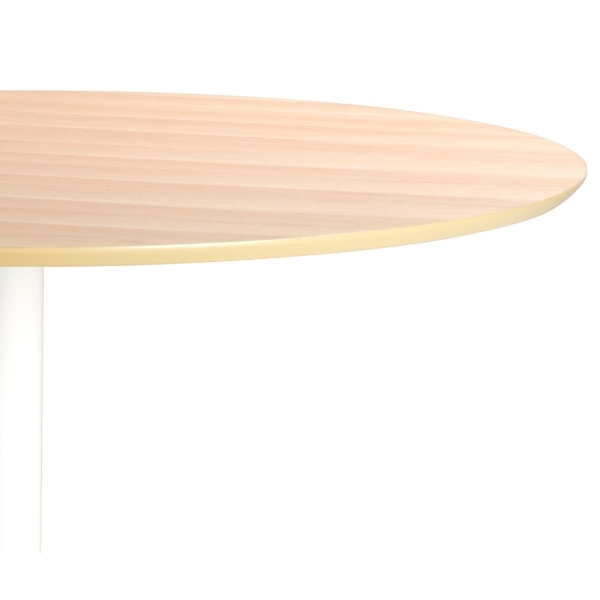 Stół okrągły Ibiza Actona MDF metal biało-naturalny 110 cm nierozkładany