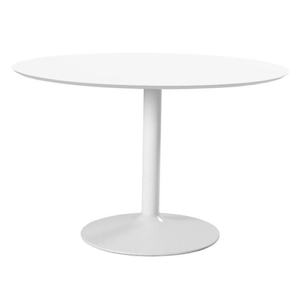 Stół okrągły Actona Ibiza MDF metal biały 110 cm nierozkładany