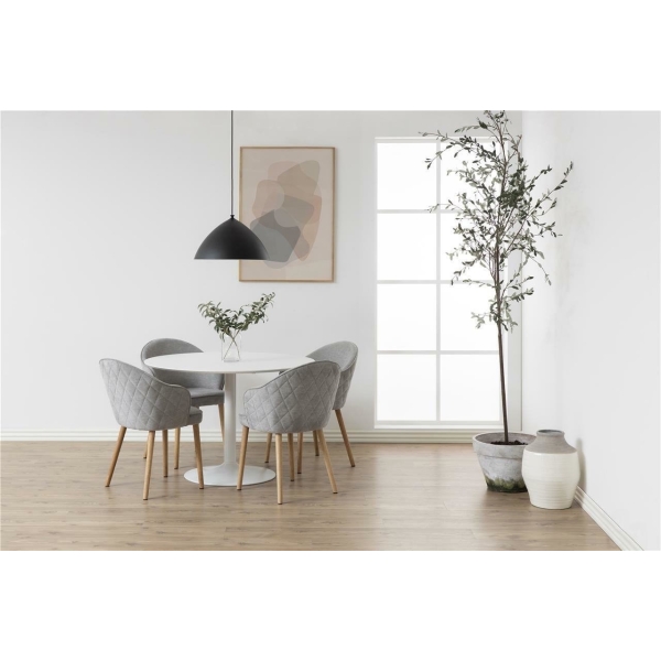 Stół okrągły Actona Ibiza MDF metal biały 110 cm nierozkładany