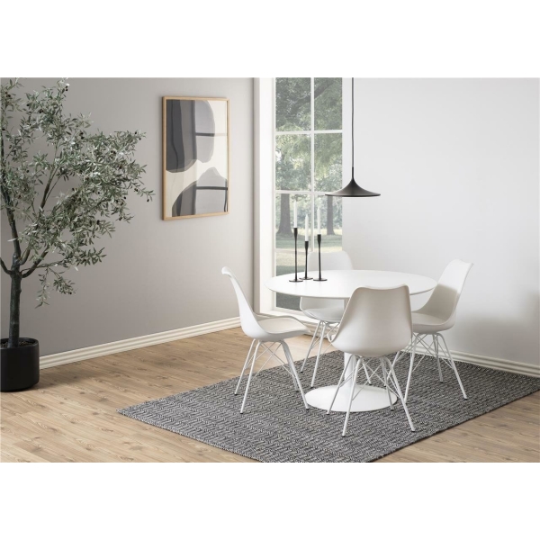 Stół okrągły Actona Ibiza MDF metal biały 110 cm nierozkładany