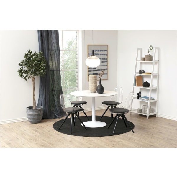 Stół okrągły Actona Ibiza MDF metal biały 110 cm nierozkładany