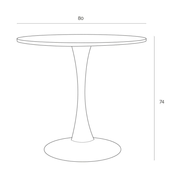 Stół okrągły Simplet Skinny White MDF metal biały 80 cm na 1 nodze