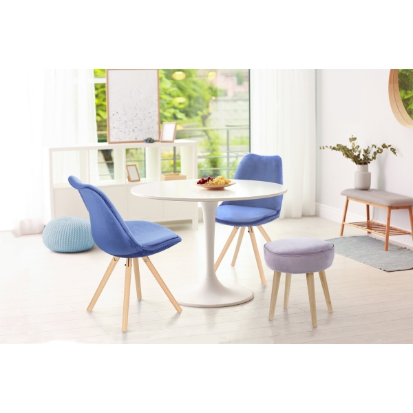 Stół okrągły Simplet Skinny White MDF metal biały 80 cm na 1 nodze