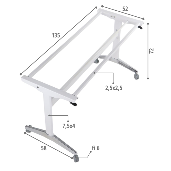 Stelaż biurka NY-A383 uchylny 135x58x72 biały