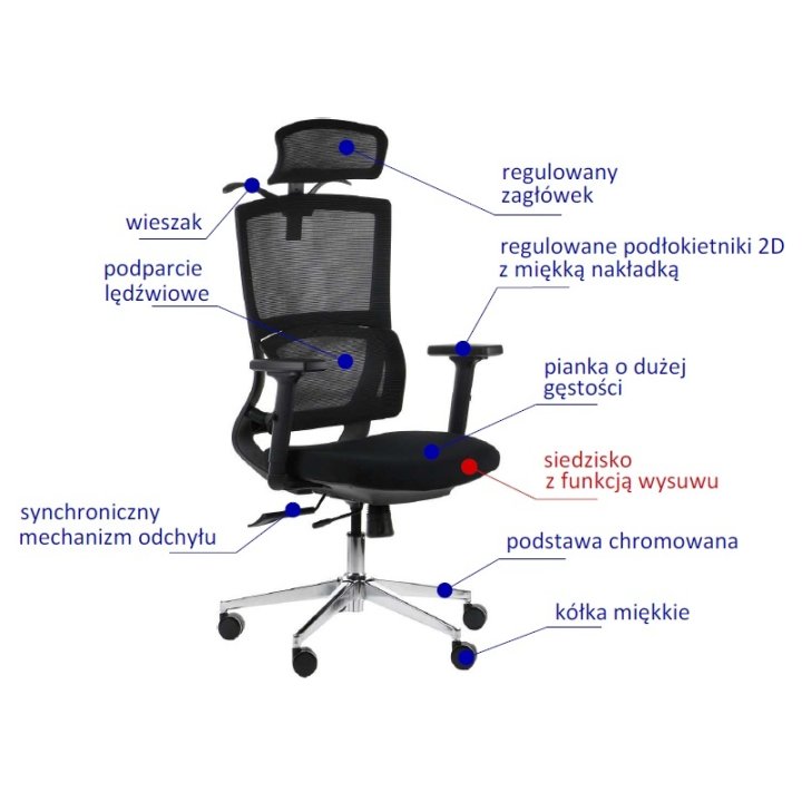 TRENT CZARNY podstawa chromowana