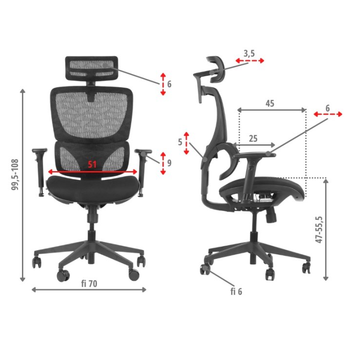 Fotel ErgoNew S1 siedzisko tkaninowe