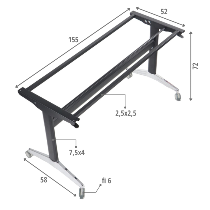 Stelaż biurka NY-A383 uchylny 155x58x72 czarny