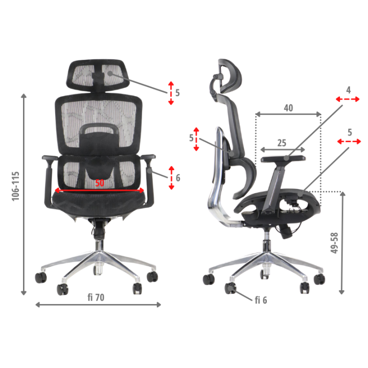 Fotel ErgoNew A1 siedzisko siatkowe