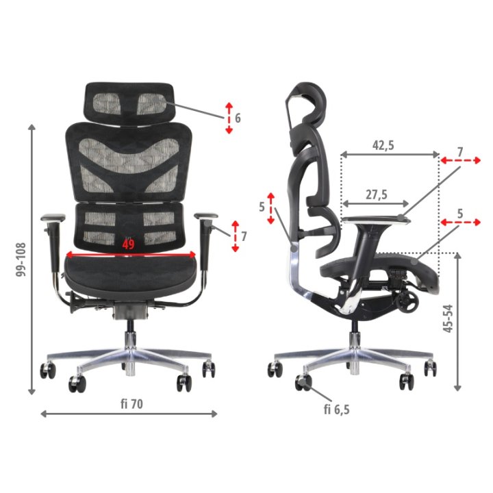 Fotel ErgoNew S7(2) siedzisko siatkowe