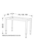Stelaż biurka z nogą kwadratową NY-A057/K regulowany - 116x66 cm, alu