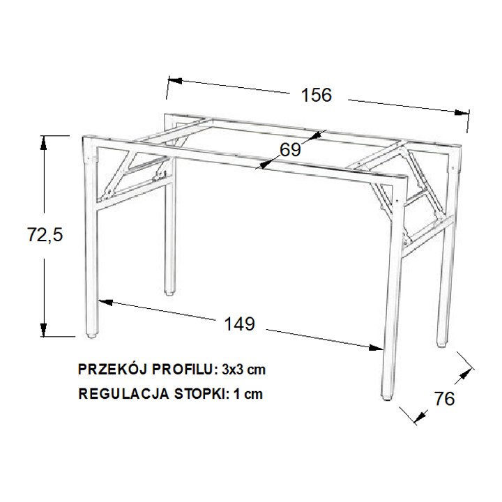 Stelaż biurka NY-A024 - 156x76 cm, czarny