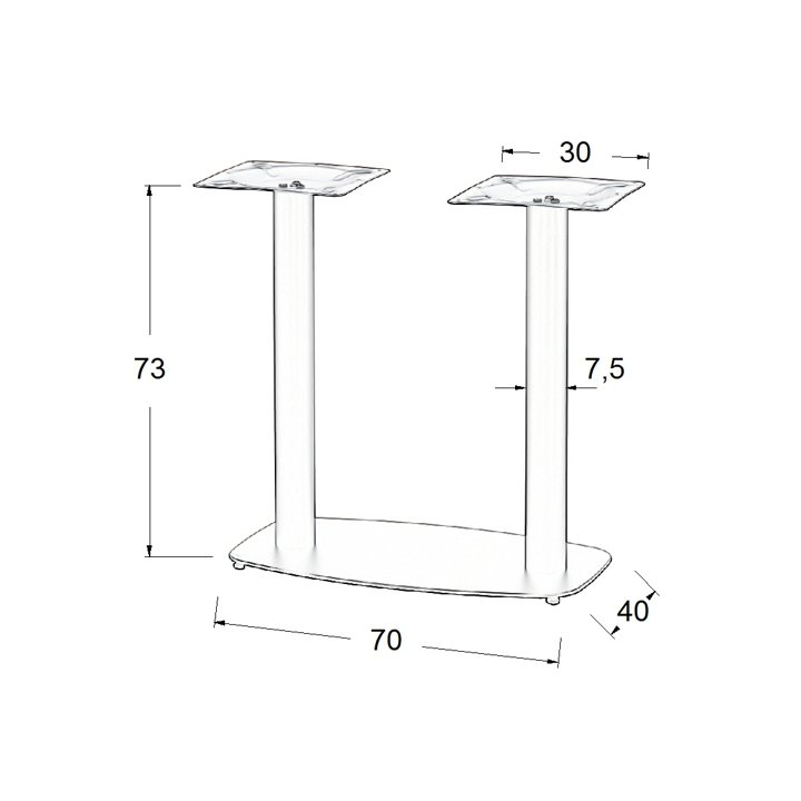 Podstawa do stolika metalowa SH-3052/B - 70x40 cm