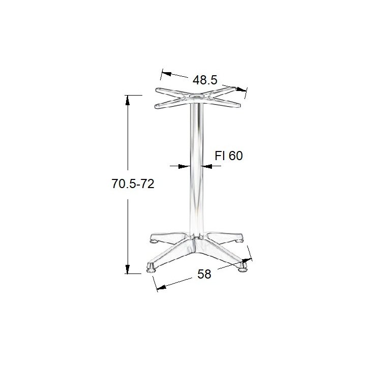 Podstawa do stolika aluminiowa SH-7003-1/A aluminium - 58x58 cm