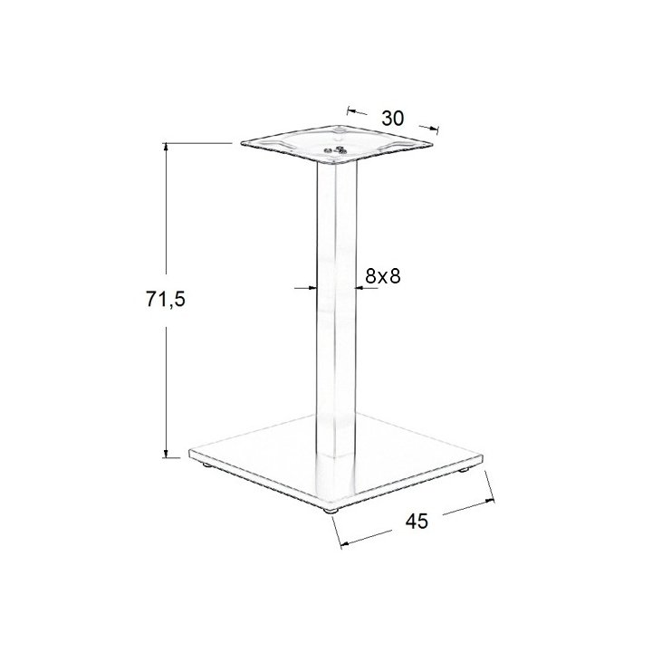 Podstawa do stolika ze stali nierdzewnej SH-2002-1/P/8 polerowana - 45x45 cm
