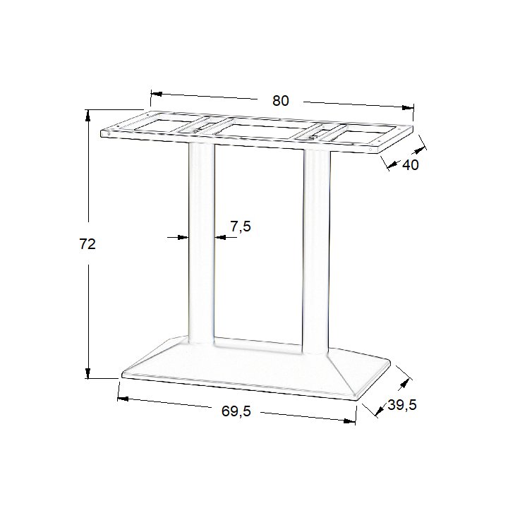 Podstawa do stolika metalowa SH-4001-2/B - 69,5x39,5 cm
