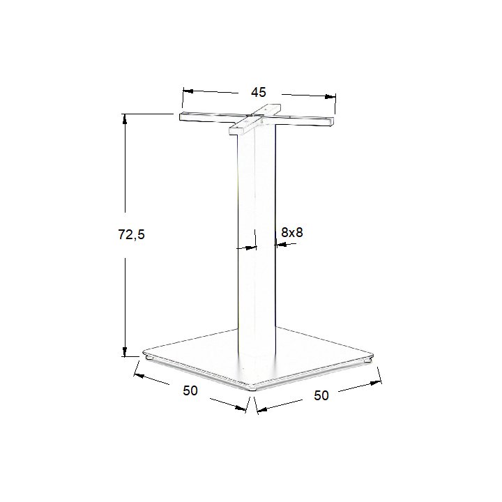 Podstawa do stolika ze stali nierdzewnej SH-3002-6/P polerowana - 50x50 cm