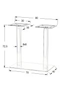 Podstawa do stolika ze stali nierdzewnej SH-3003-1/S/6 szczotkowana - 70x40 cm