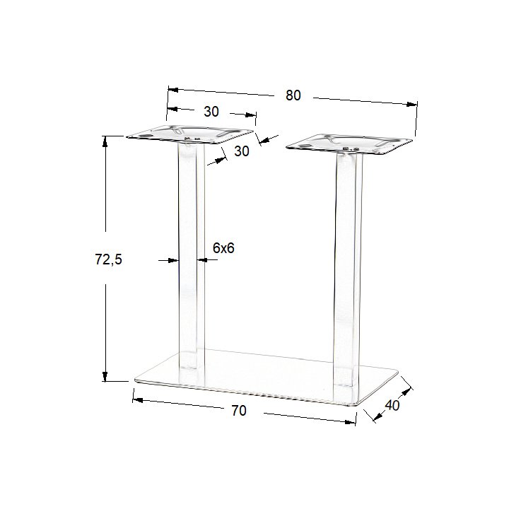 Podstawa do stolika ze stali nierdzewnej SH-3003-1/S/6 szczotkowana - 70x40 cm