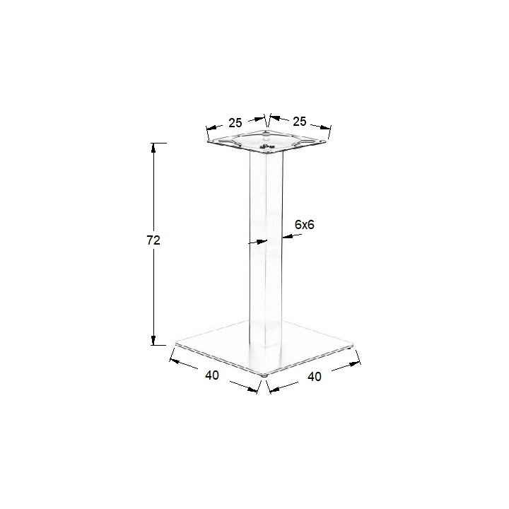 Podstawa do stolika ze stali nierdzewnej SH-3002-1/60/P polerowana - 40x40 cm
