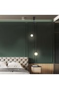 Lampa wisząca LOOP czarna 123 cm z białymi kloszami - nowoczesna do salonu