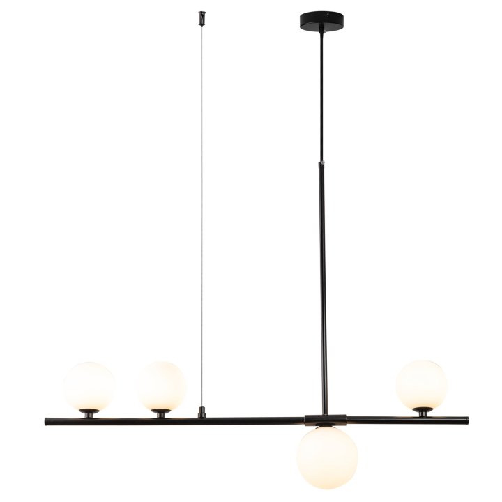 Lampa wisząca MODERNO czarna z białymi kulami 80 cm - do salonu, jadalni i biura