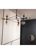 Lampa wisząca ASTRIFERO-10 transparentno czarna 90 cm