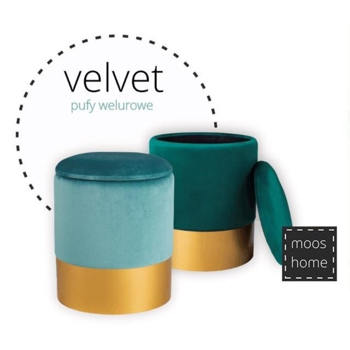 Pufa welurowa VELVET miętowa L