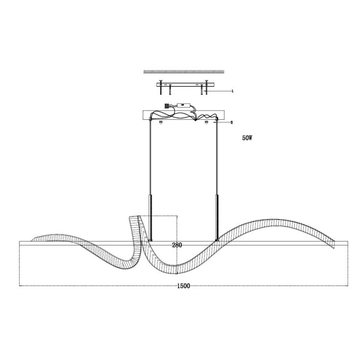 Lampa wisząca RITZ LED złota 150 cm