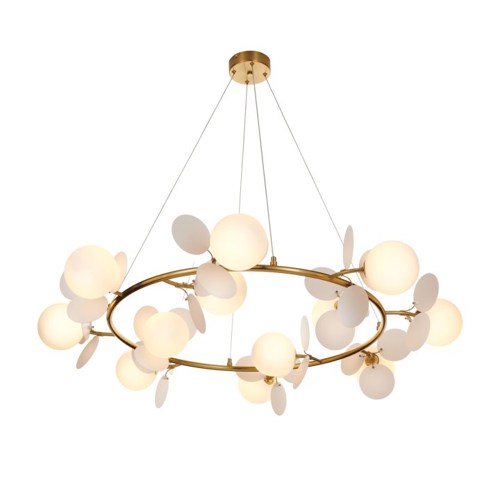 Lampa wisząca CHIC biało złota 105 cm - nowoczesna lampa do salonu