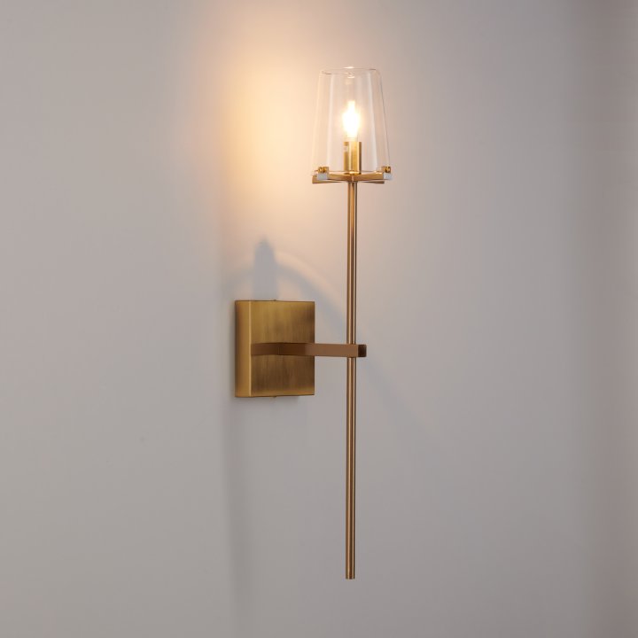 Lampa ścienna CLASSICO złota szklany klosz 62 cm