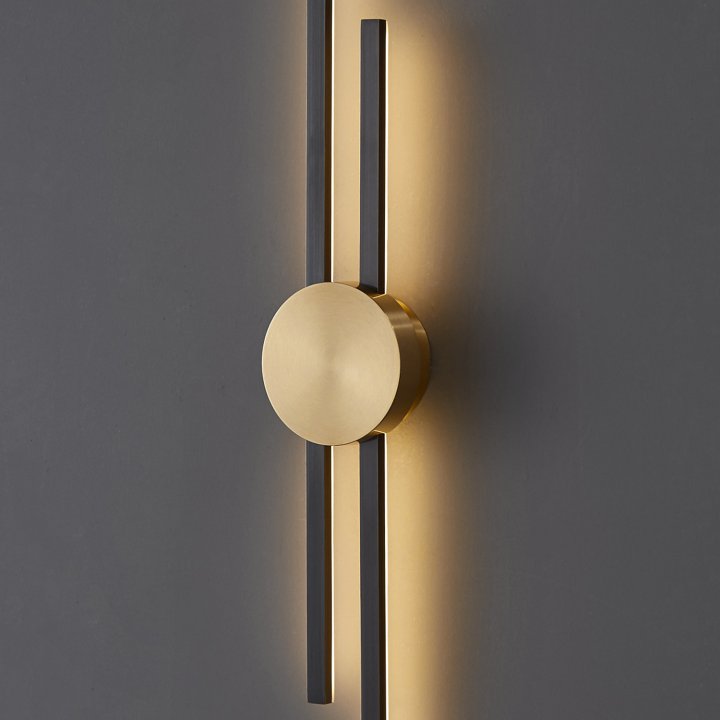 Lampa ścienna LED CENTRO czarny i mosiądz 92 cm - elegancki kinkiet