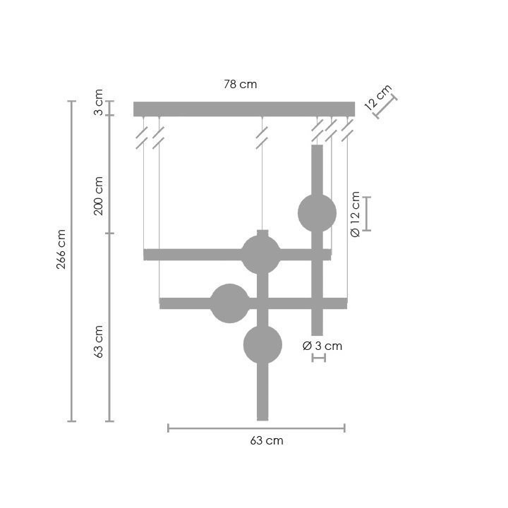 Lampa wisząca O-LINE S-4 LED mosiądz 79 cm