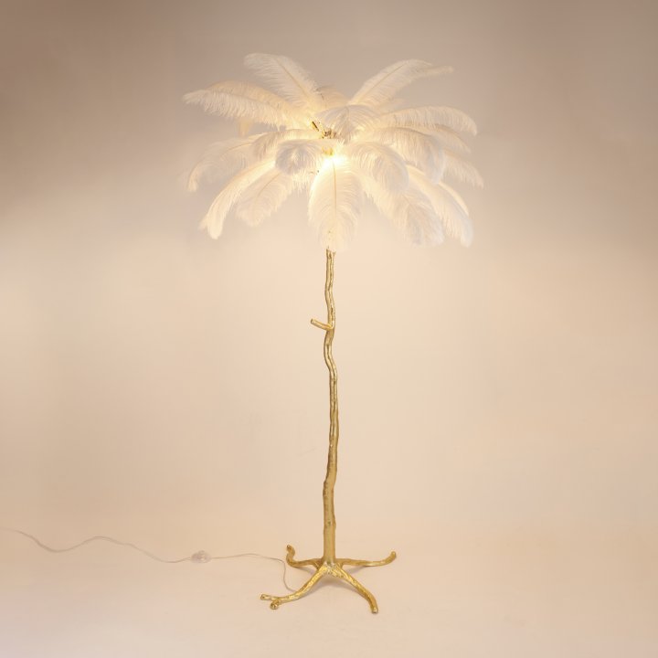 Lampa podłogowa EMU pióra białe 170 cm