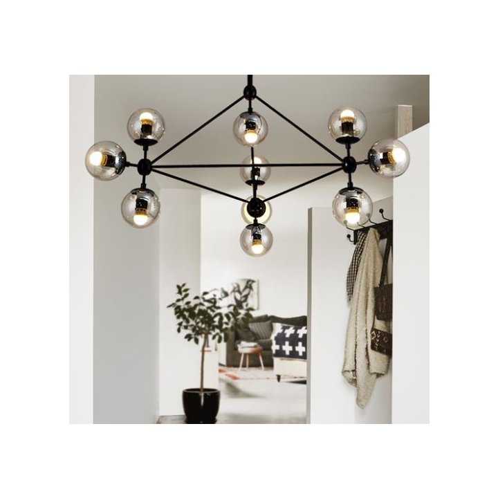 Lampa wisząca ASTRIFERO-10 transparentno czarna 90 cm
