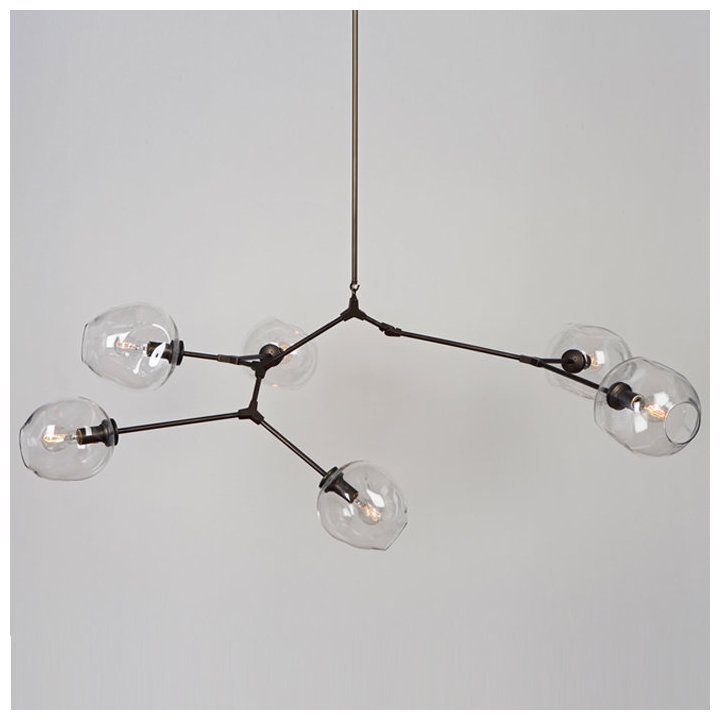 Lampa wisząca MODERN ORCHID-6 transparentno czarna 130 cm