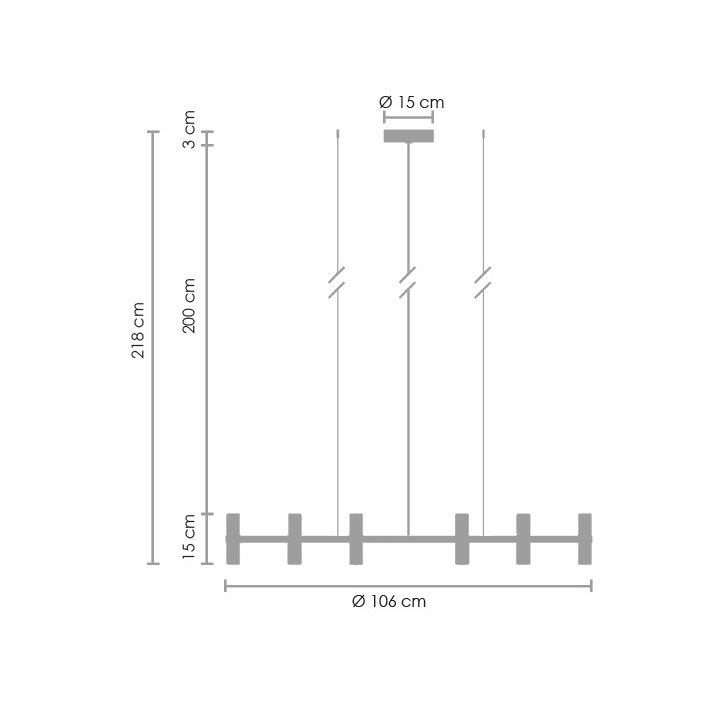 Lampa wisząca CANDLES-12B czarna 106 cm