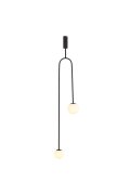 Lampa wisząca LOOP czarna 123 cm z białymi kloszami - nowoczesna do salonu