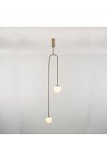 Lampa wisząca LOOP złota 123 cm z białymi kloszami - nowoczesna do salonu
