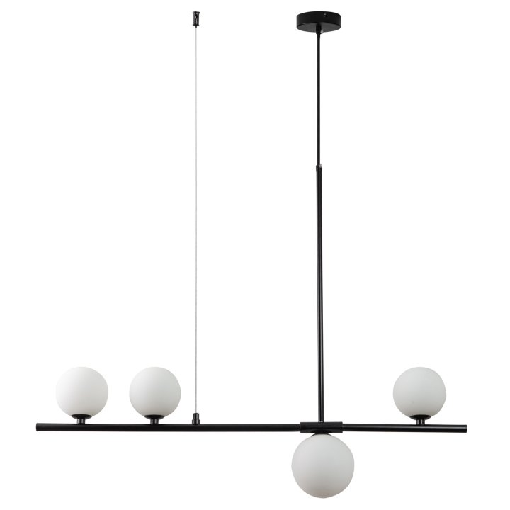 Lampa wisząca MODERNO czarna z białymi kulami 80 cm - do salonu, jadalni i biura
