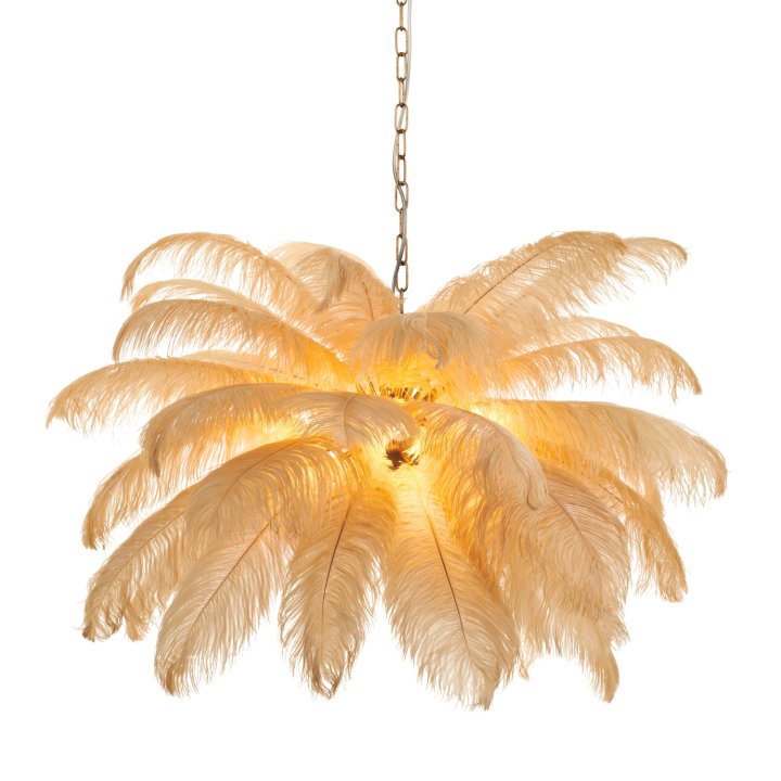 Lampa wisząca EMU pióra beżowe 100 cm