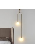 Lampa wisząca LOOP złota 123 cm z białymi kloszami - nowoczesna do salonu