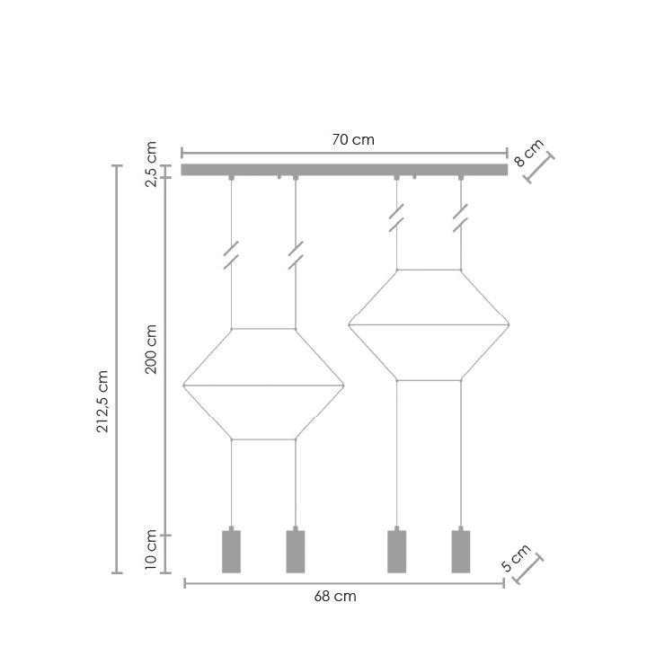 Lampa wisząca LINEA-4 LONG czarna 70 cm