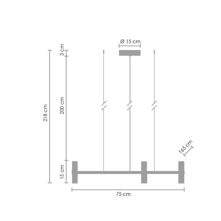Lampa wisząca CANDLES-10 czarna 165 cm
