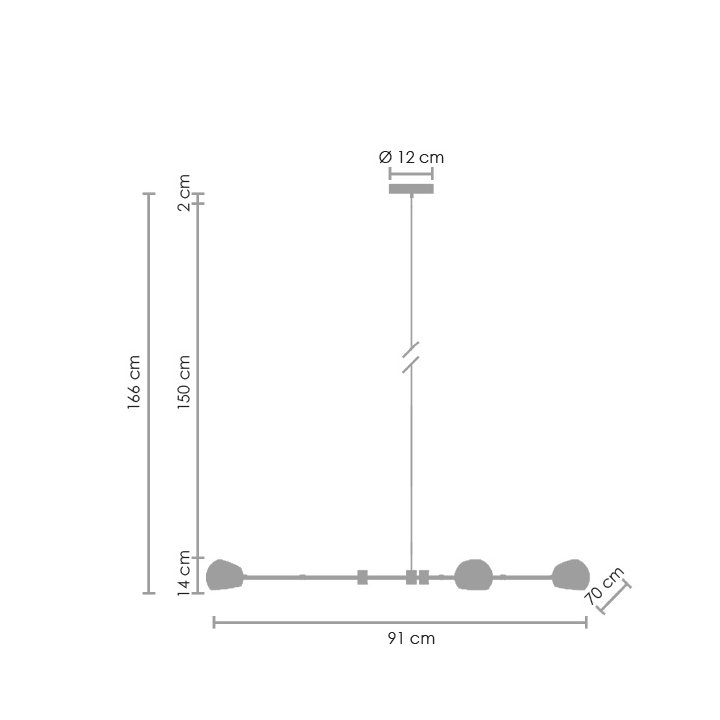 Lampa wisząca ASTRONOMY-3 czarna 175 cm