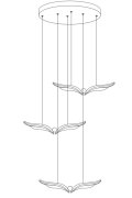 Lampa wisząca GUFO 3 LED różowe złoto 36 cm