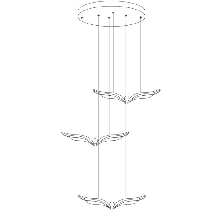 Lampa wisząca GUFO 3 LED różowe złoto 36 cm