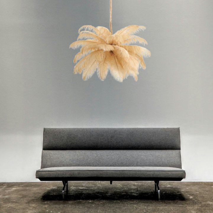 Lampa wisząca EMU pióra beżowe 100 cm